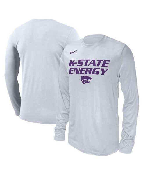 Men's and Women's White Kansas State Wildcats 2024 On-Court Bench Long Sleeve T-shirt