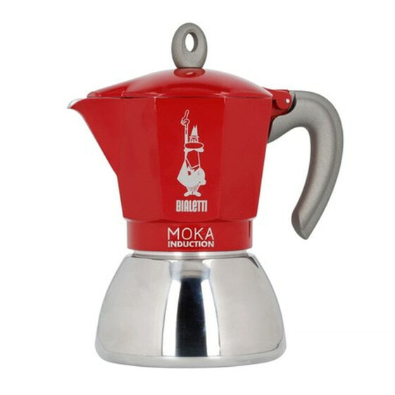 Итальянская Kофеварка Bialetti Moka Induction Чёрный Красный Металл Нержавеющая сталь Алюминий 300 ml 6 Чашки