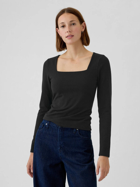 Modern Square-Neck Cropped T-Shirt