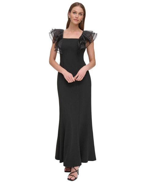 Платье женское DKNY с квадратным вырезом и органзовыми рукавами