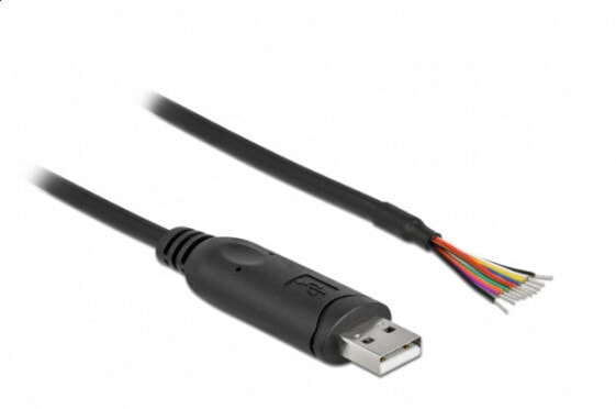 Переходник USB 2.0 Type-A к серийному порту RS-232 Delock Adapter cable 0.5 м - черный - 1 м - USB A - RS-232 - Мужской - Прямой