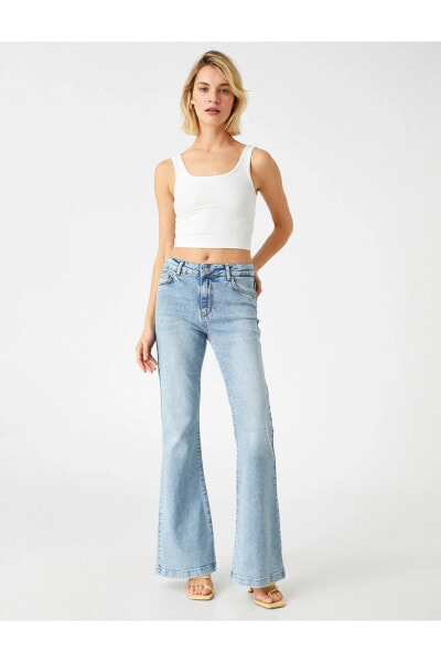 Dar Kesim Yüksek Bel Ispanyol Paça Kot Pantolon - Victoria Flare Fit Jean