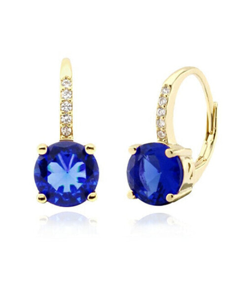 Stunning gold-plated earrings with blue zircons SVLE0853XH2GM00