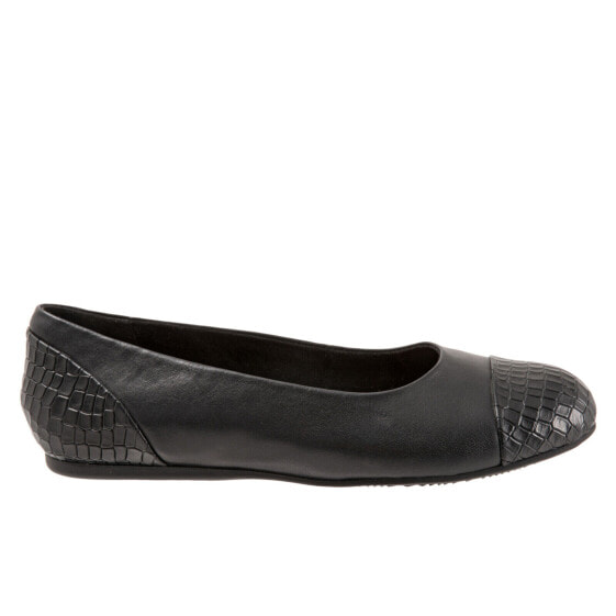 Softwalk Sonoma Cap Toe S1907-027 Womens Black Wide Ballet Flats Shoes