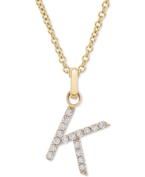 Diamond Initial Pendant Necklace (1/10 ct. t.w.) in 14k Gold, 17" + 1" Extender