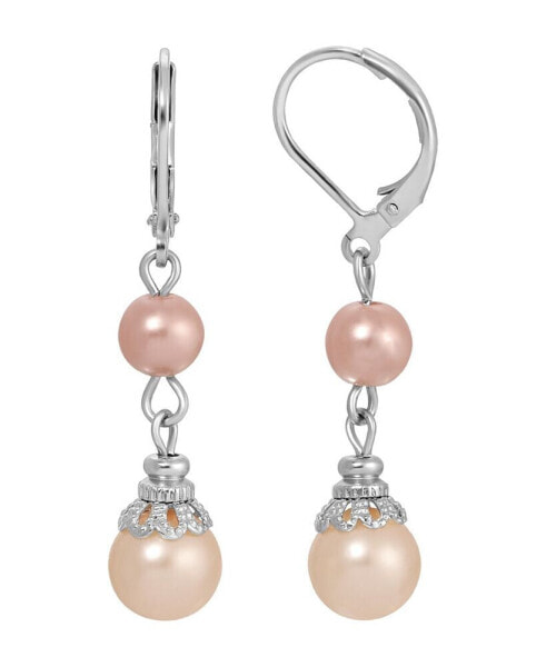 Серьги 2028 Multi Color Imitation Pearl Leverback