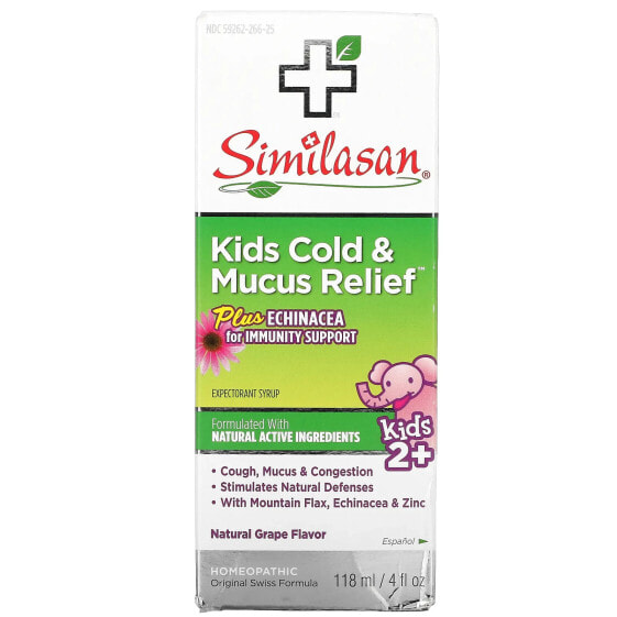 Kids Cold & Mucus Relief, Kids 2+, Natural Grape, 4 fl oz (118 ml)