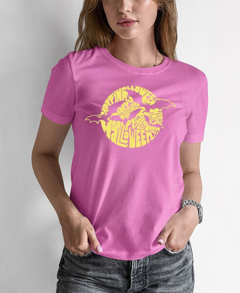 Women's Halloween Bats Word Art T-shirt