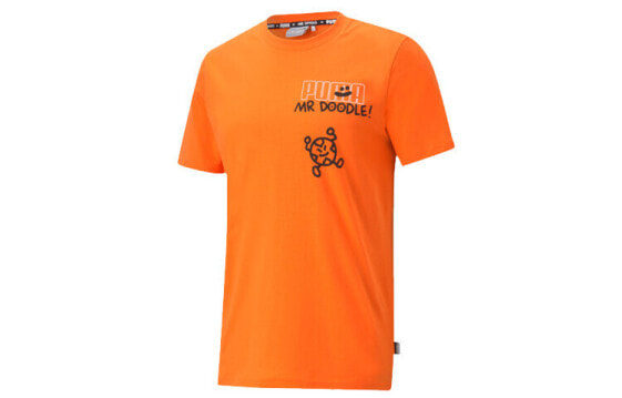 Puma 联名款 Logo图案印花短袖T恤 男款 橙色 / Футболка Puma LogoT T-shirt