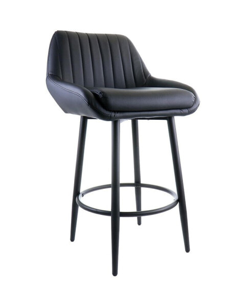 Faux Leather Bar Chair in Black with Matte Metal Legs