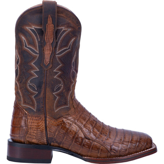 Dan Post Boots Kingsly Caiman Square Toe Cowboy Mens Brown Dress Boots DP4807