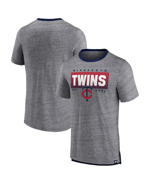 Men's Heathered Gray Minnesota Twins Iconic Team Element Speckled Ringer T-shirt