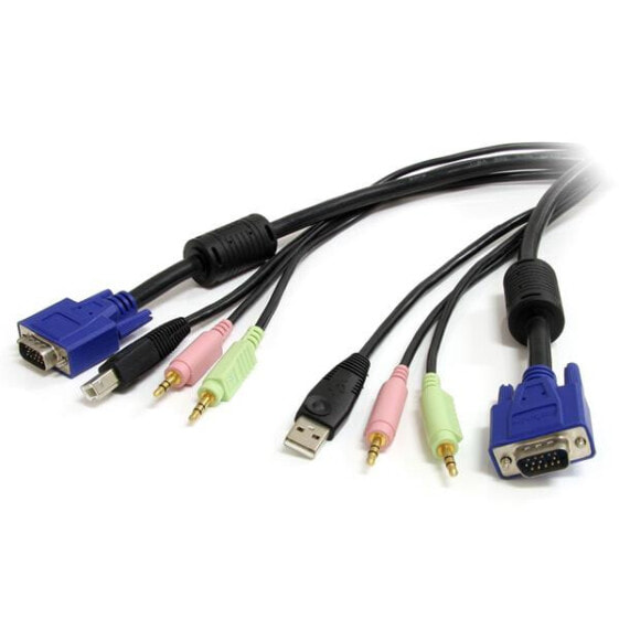 StarTech.com 6 ft 4-in-1 USB VGA KVM Switch Cable with Audio and Microphone - Black - 500 g - 22 mm - 251 mm - 326 mm - 475 g
