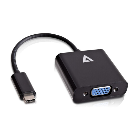 V7 USB-C male to VGA female Adapter Black - 3.2 Gen 1 (3.1 Gen 1) - USB Type-C - 1920 x 1080 pixels
