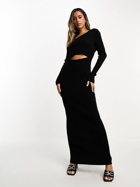 SNDYS fine knit maxi jumper dress in black