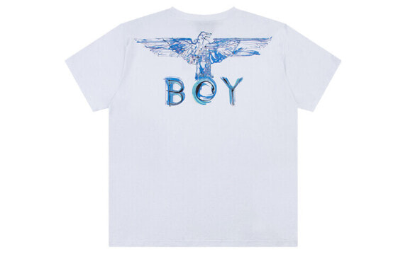 Boy London 线性涂鸦炫彩老鹰印花直筒T恤 男女同款 白色 / Футболка Boy London T B201NC510101