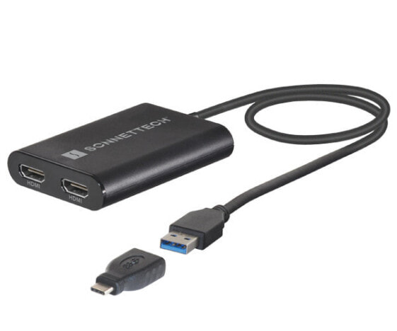 Sonnet USB3-DHDMI - USB Type-A - 2 x HDMI - Male - Female - Straight - Straight