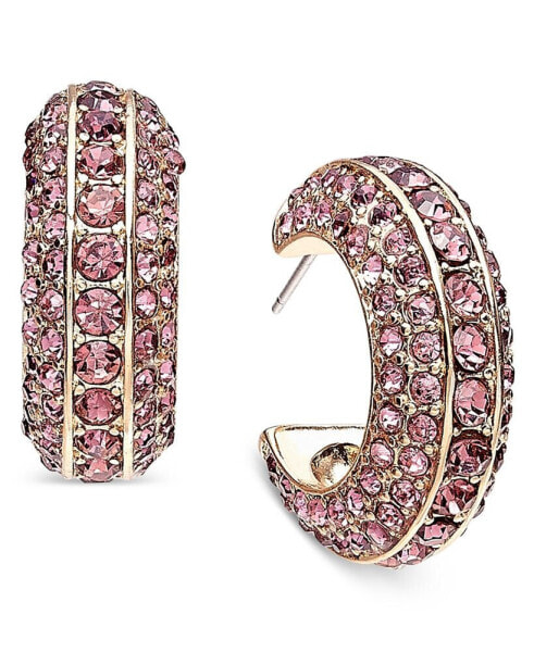 Gold-Tone Crystal Hoop Earrings, 1", Created for Macy's
