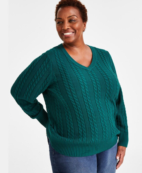Plus Size Cable Knit Sweater, Created for Macy's