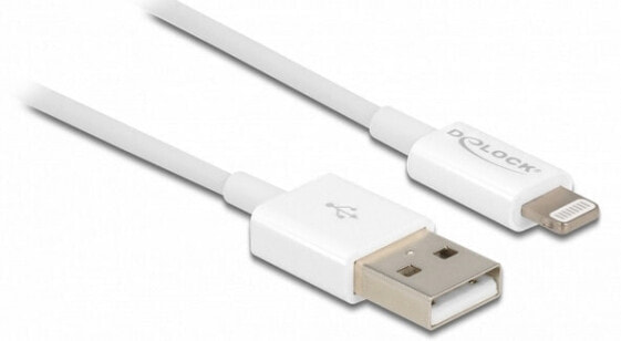 Delock USB data and power cable for iPhone™ - iPad™ - iPod™ white 1 m - 1 m - USB A - USB 2.0 - White