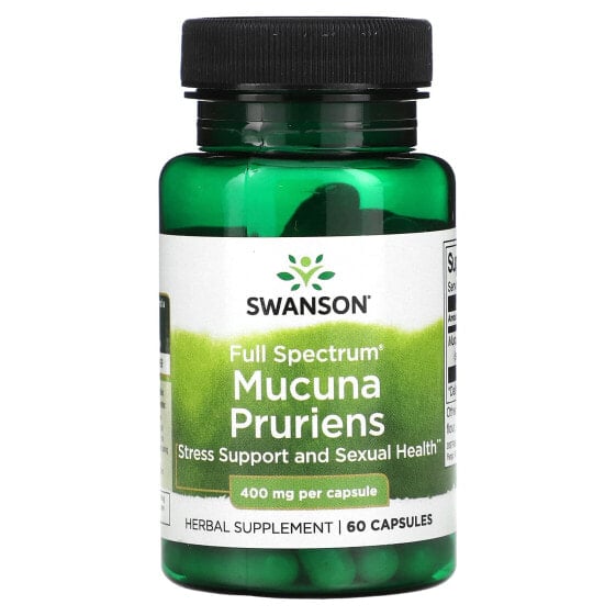 Аюрведические капсулы Swanson Full Spectrum Mucuna Pruriens 400 мг, 60 шт.