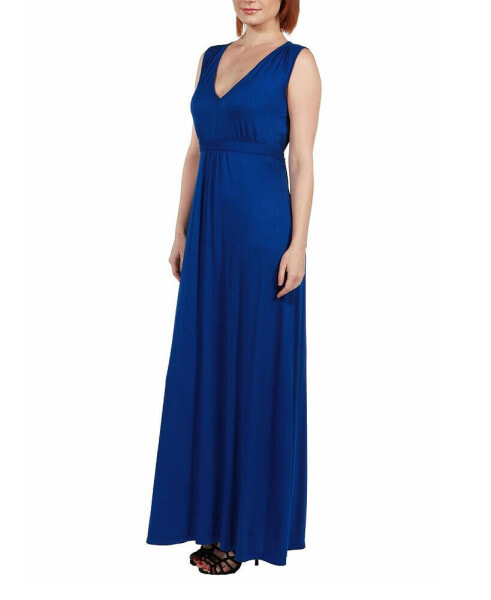 24seven Comfort Apparel V-Neck Sleeveless Maxi Dress with Belt