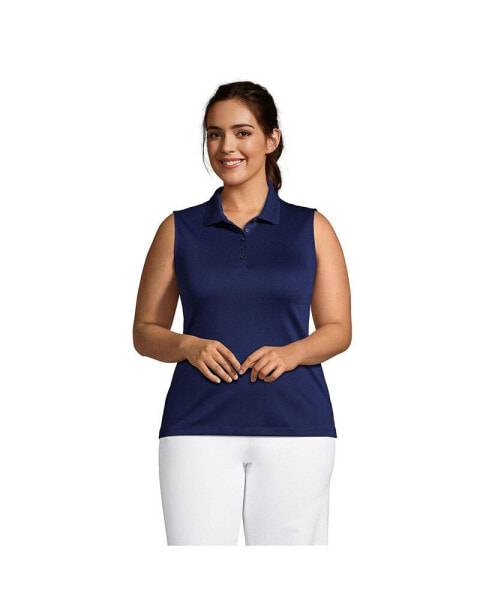 Plus Size Sleeveless Supima Cotton Polo Shirt