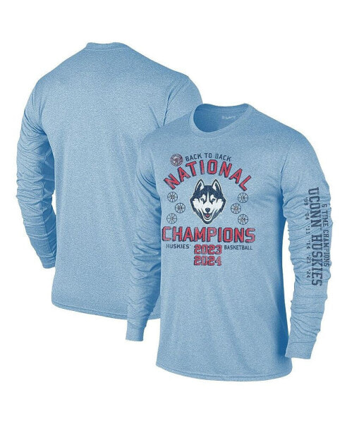 Men's Light Blue UConn Huskies Back-To-Back NCAA Men's Basketball National Champions Long Sleeve T-Shirt