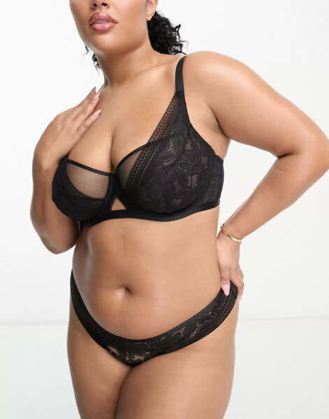 Dorina Curve Astrid non padded bra with lace detailing in black