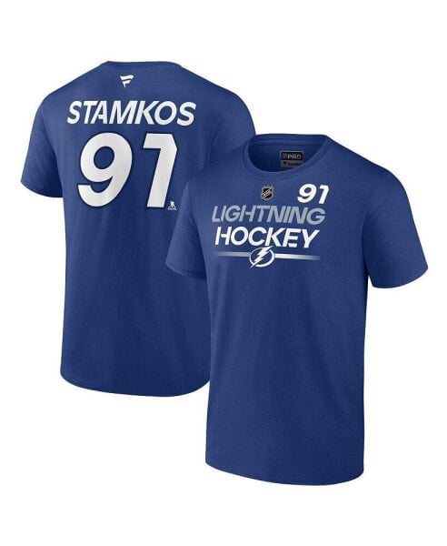 Men's Steven Stamkos Blue Tampa Bay Lightning Authentic Pro Prime Name and Number T-shirt