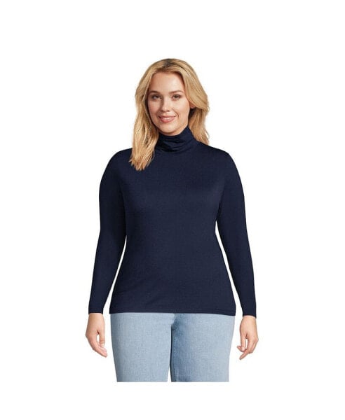 Plus Size Lightweight Jersey Skimming Long Sleeve Turtleneck