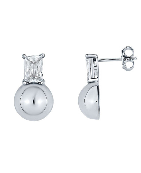 Cubic Zirconia Silver Plated Post Earring