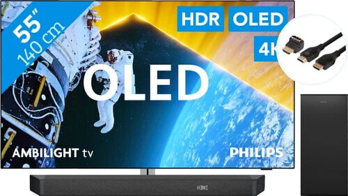 Philips 55OLED809 - Ambilight (2024) + Soundbar + HDMI Cable