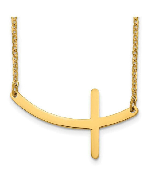 Yellow IP-plated Curved Sideways Cross Cable Chain Necklace