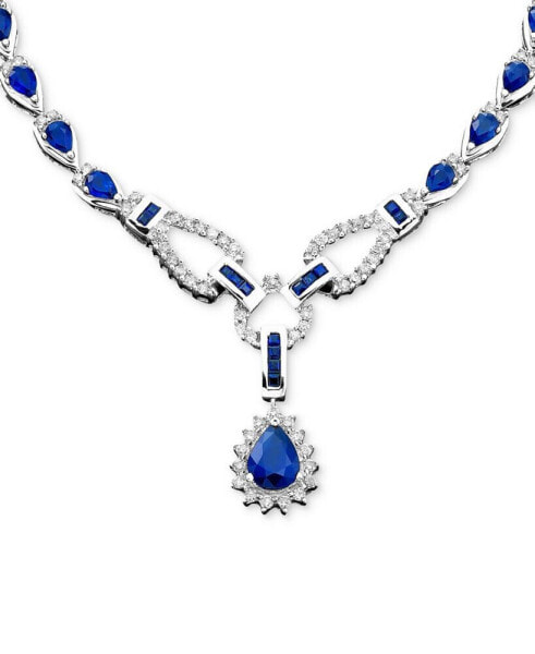 Sapphire (11-3/8 ct. t.w.) and Diamond (1-1/5 ct. t.w.) Toggle Necklace in 14k White Gold (Also in Emerald & Ruby)