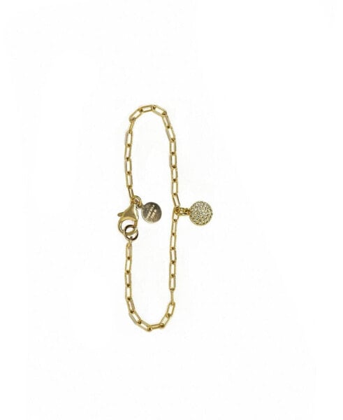 14k Gold Filled Single Strand Bracelet with Pave Disk Charm