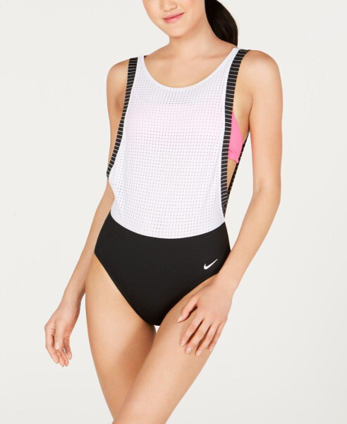 Nike Sport 267575 Women's Layered Mesh One-Piece Swimsuit Size S