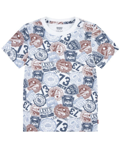 Little Boys Crest Printed Tee