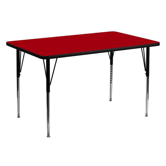 30''W X 60''L Rectangular Red Thermal Laminate Activity Table - Standard Height Adjustable Legs