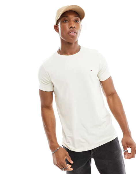 Tommy Hilfiger stretch slim fit t-shirt in cream