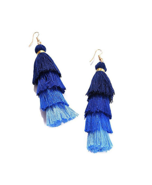 Women's Blue Tassel Drop Earrings