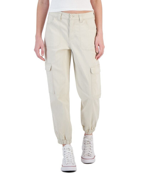 Juniors' High-Rise Zip-Fly Cargo Joggers