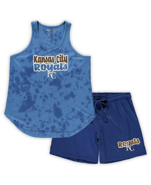 Women's Royal Kansas City Royals Plus Size Cloud Tank Top and Shorts Sleep Set