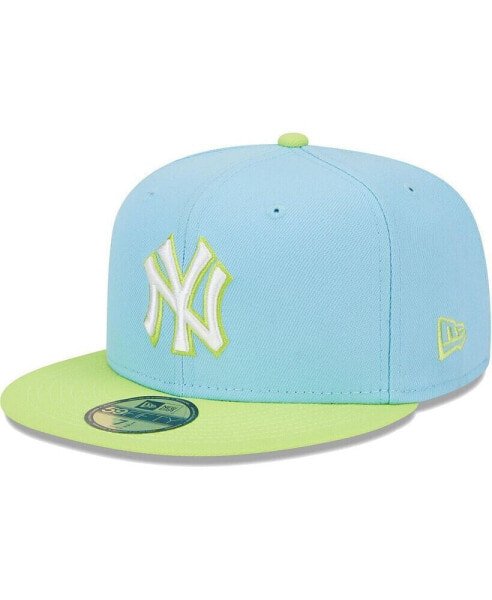 Шапка мужская New Era New York Yankees двухцветная голубая и неоново-зеленая "Весенние оттенки" 59FIFTY.