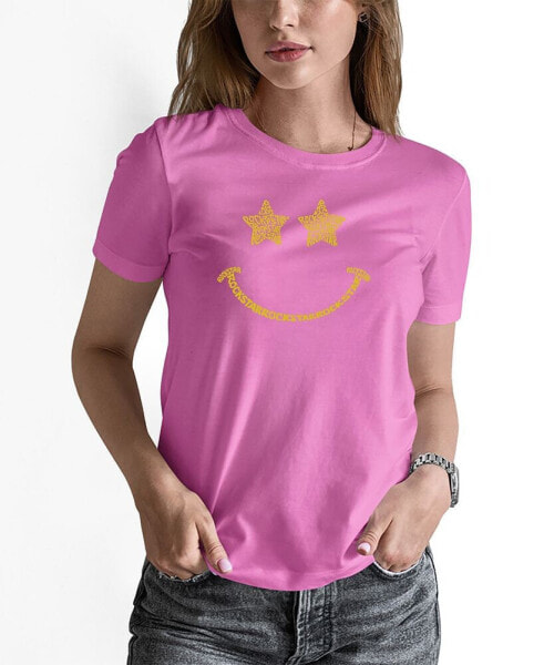 Women's Word Art Rockstar Smiley Short Sleeve T-shirt