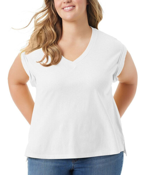 Trendy Plus Size Hester Cropped V-Neck T-Shirt