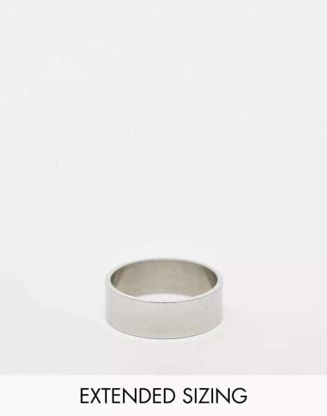 ASOS DESIGN waterproof stainless steel band ring in silver tone