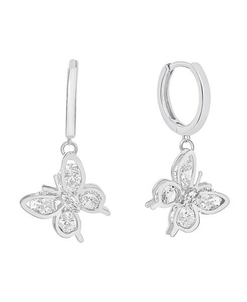 Серьги And Now This Zirconia Butterfly  Hoop
