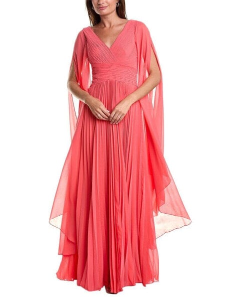 Teri Jon By Rickie Freeman Pleated Gown Women's Orange 2