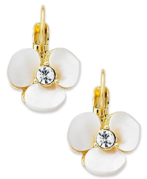 Earrings, Gold-Tone Cream Disco Pansy Flower Leverback Earrings